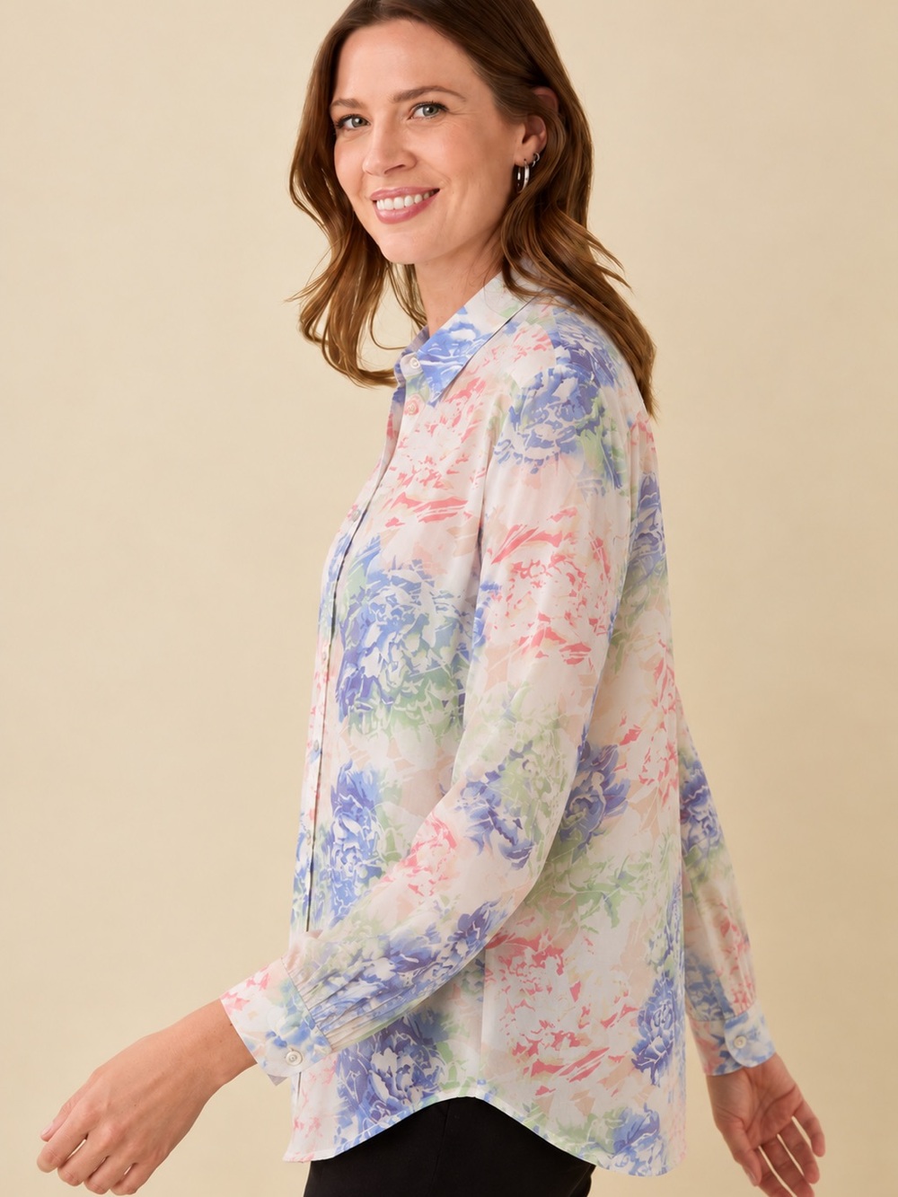 NORTHERN REFLECTIONS | Floral Crystal Button Down Blouse
